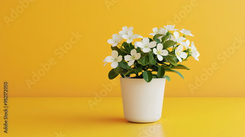 beautiful flowers on yellow background