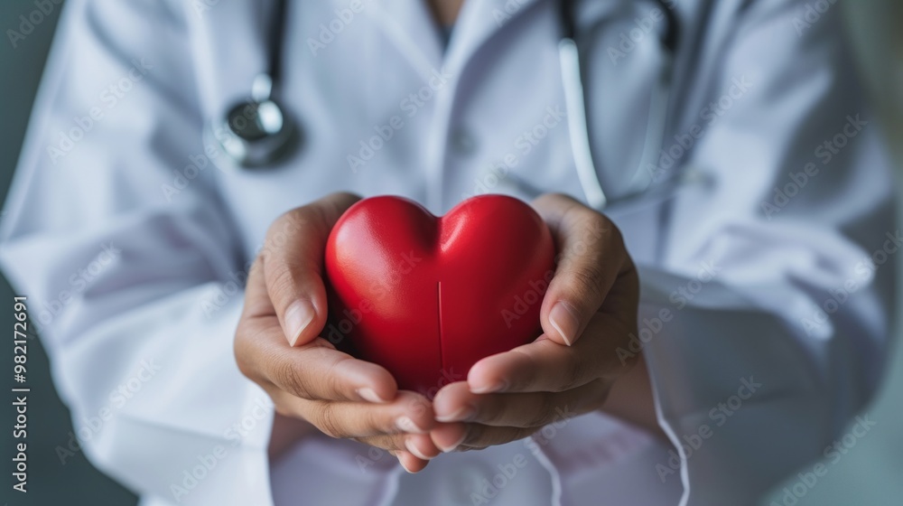 Doctor holds up a heart in his hands. Health care concept. Doctor holds up a heart in his hands. Health care concept.