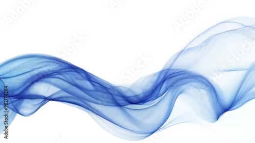 Motion video in abstract blue wave flowing against a white background. 
