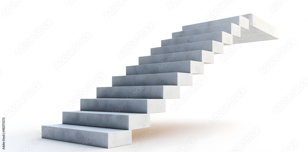 White steps architecture staircase isolated on white background White steps architecture staircase isolated on white background