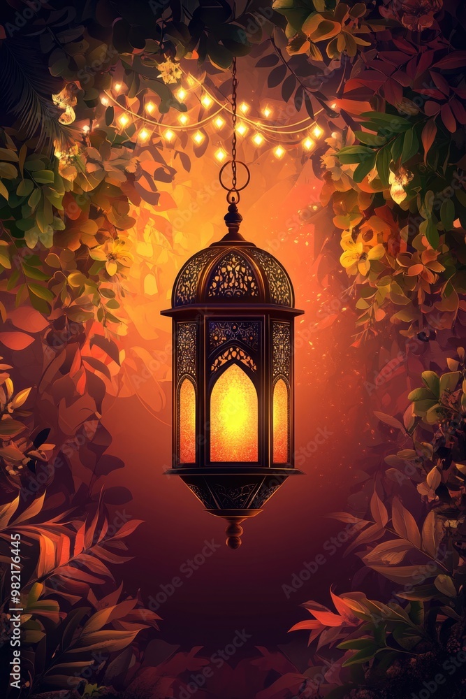 Lantern Hanging from Tree at Night Lantern Hanging from Tree at Night