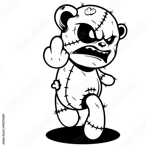 Zombie Teddy | Corpse | Zombie Creature | Zombie Apocalypse | Halloween | Dead Rabbit | Dead Bear | Mythological | Original Illustration | Vector and Clipart | Cutfile and Stencil