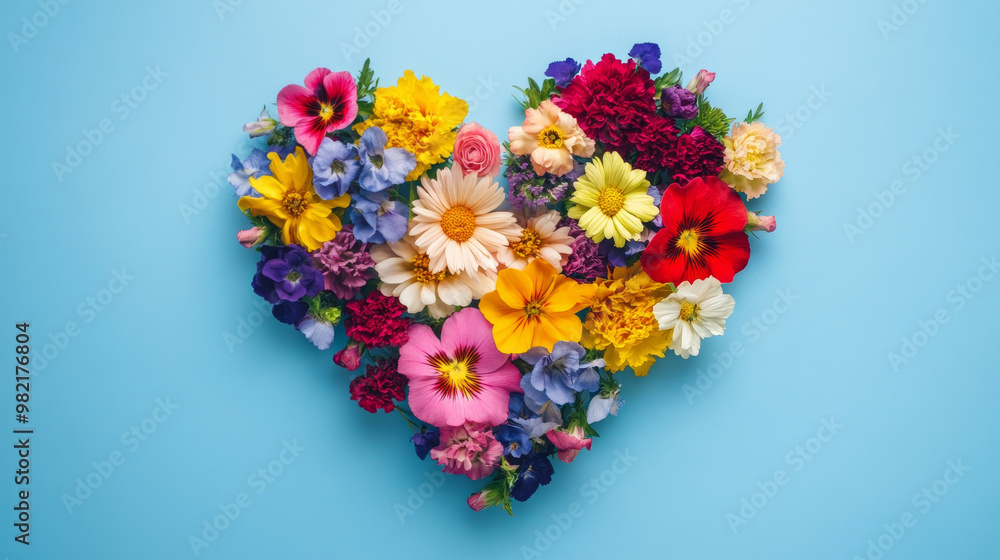 Heart-shaped Flower Arrangement with Colorful Blooms Heart-shaped Flower Arrangement with Colorful Blooms