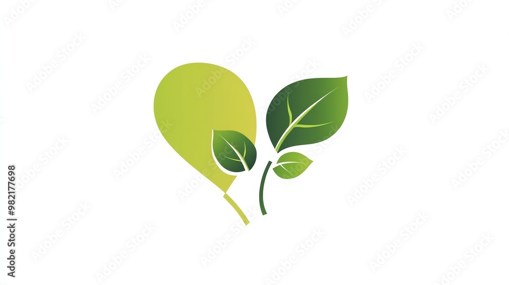 Obraz premium Green leaves in a heart shape.