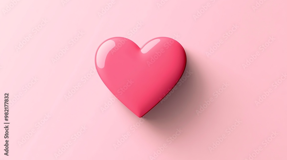 A glossy pink heart on a pink background. A glossy pink heart on a pink background.