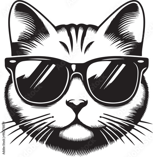 cat with sunglasses silhouette vector design eps