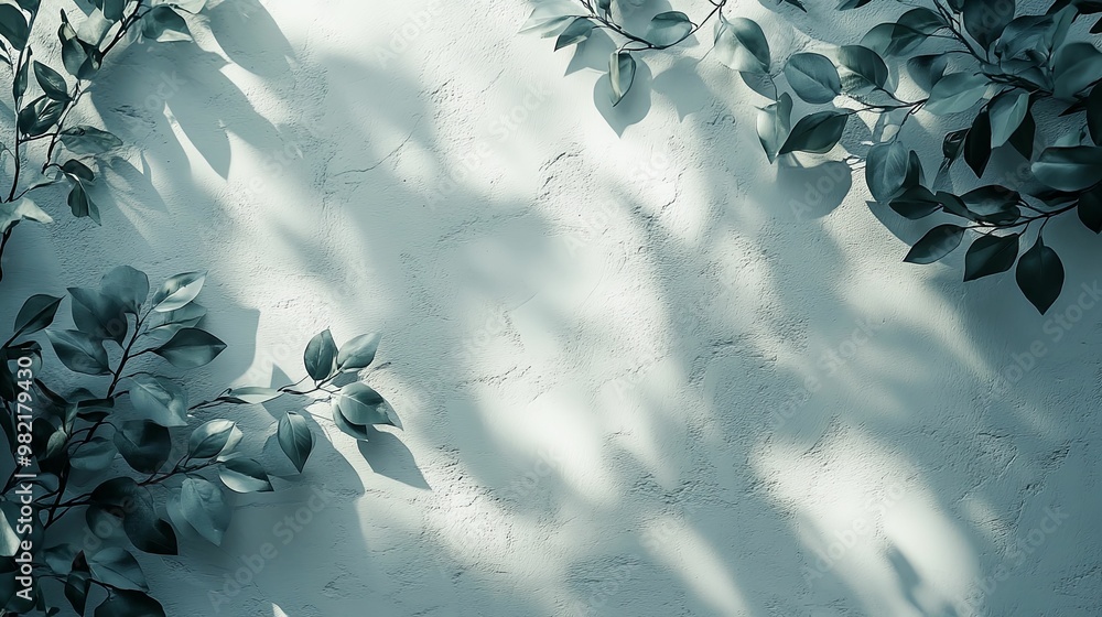 Greenery and Shadow Play on Textured Wall Greenery and Shadow Play on Textured Wall