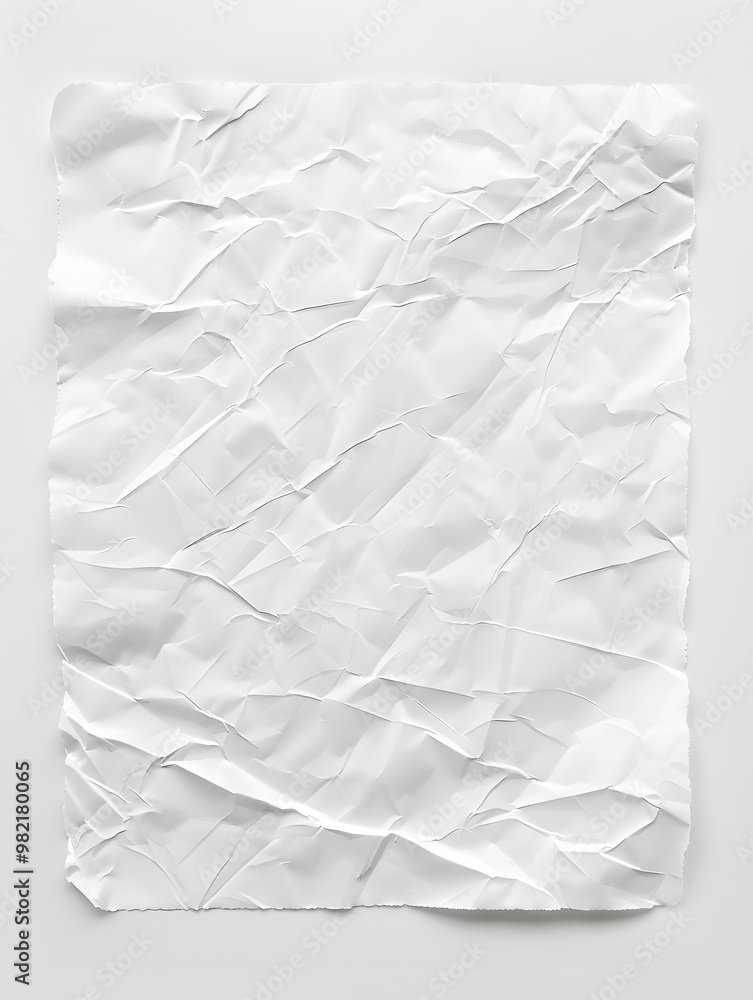 White crumpled paper isolated on white background. Wrinkles and irregular folds form intricate textures White crumpled paper isolated on white background. Wrinkles and irregular folds form intricate textures