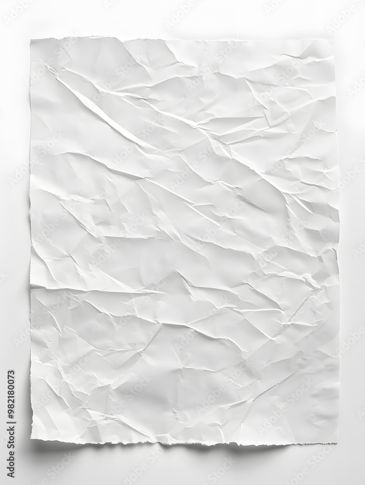 White crumpled paper isolated on white background. Wrinkles and irregular folds form intricate textures White crumpled paper isolated on white background. Wrinkles and irregular folds form intricate textures