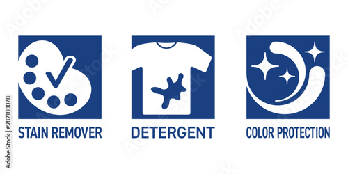 Color Protection, Detergent, Stain Remover - square icons