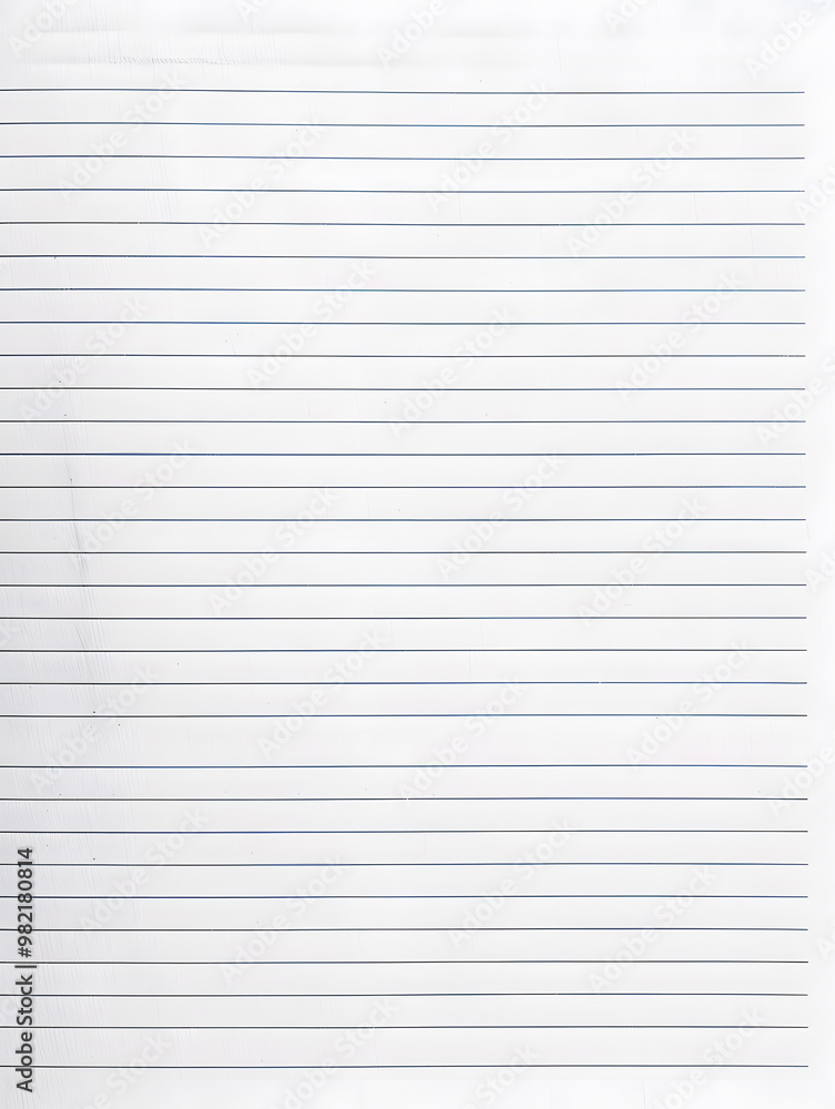 Notebook Lined Paper Background with horizontal lines neatly spaced across a clean white sheet Notebook Lined Paper Background with horizontal lines neatly spaced across a clean white sheet