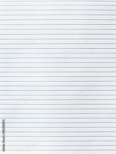 Notebook Lined Paper Background with horizontal lines neatly spaced across a clean white sheet