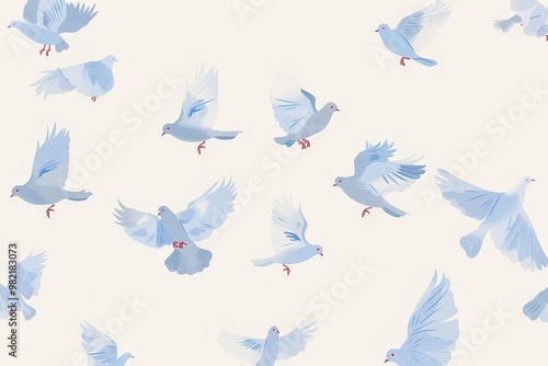 Silhouette bird pattern with textured effect on off-white background. Beautiful simple AI generated image