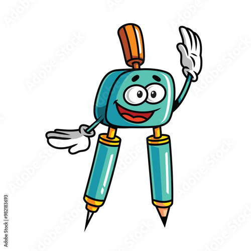 Cute Calipers Mascot Illustration