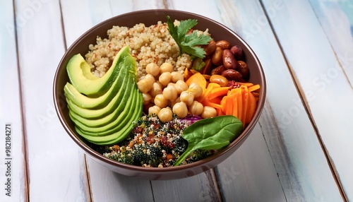 Healthy Quinoa Bowl with Avocado, Chickpeas, and Carrots