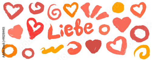 Liebe und lustige Elemente, handgemalt 