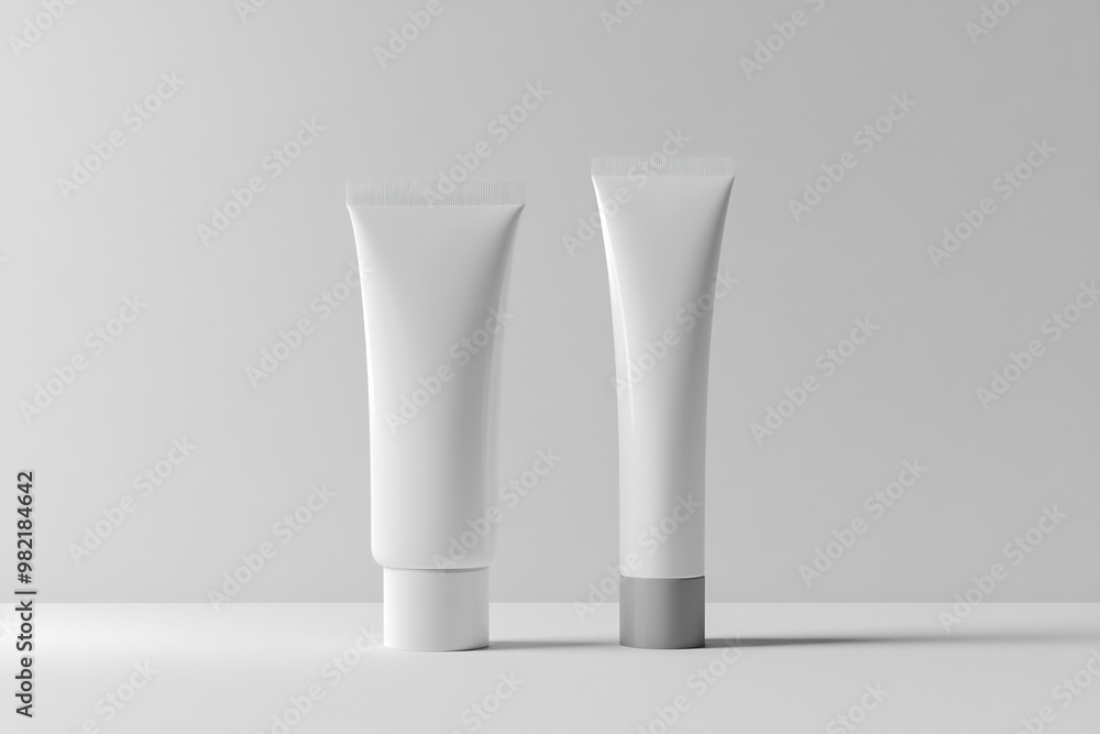 volumetric illustration clean and empty cosmetic jars - cream tube and serum bottle. ai generation volumetric illustration clean and empty cosmetic jars - cream tube and serum bottle. ai generation