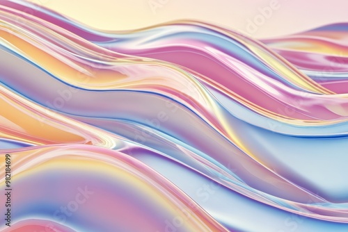 Rainbow wave abstract background design element - curves banner. Beautiful simple AI generated image