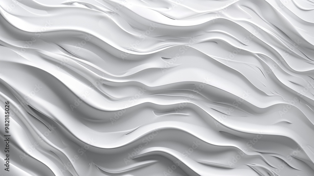 Abstract 3D Waves Texture - White Fluid Forms Creating Dynamic Wave Patterns for Modern Design and Background Elements Abstract 3D Waves Texture - White Fluid Forms Creating Dynamic Wave Patterns for Modern Design and Background Elements