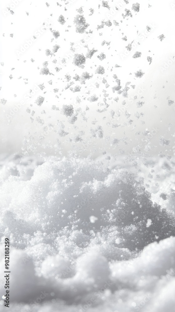 A captivating view of cascading foam and snowflakes, creating a serene and chilly winter atmosphere. A captivating view of cascading foam and snowflakes, creating a serene and chilly winter atmosphere.