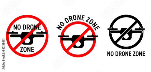 No Drone Zone prohibit sign for forbidden area