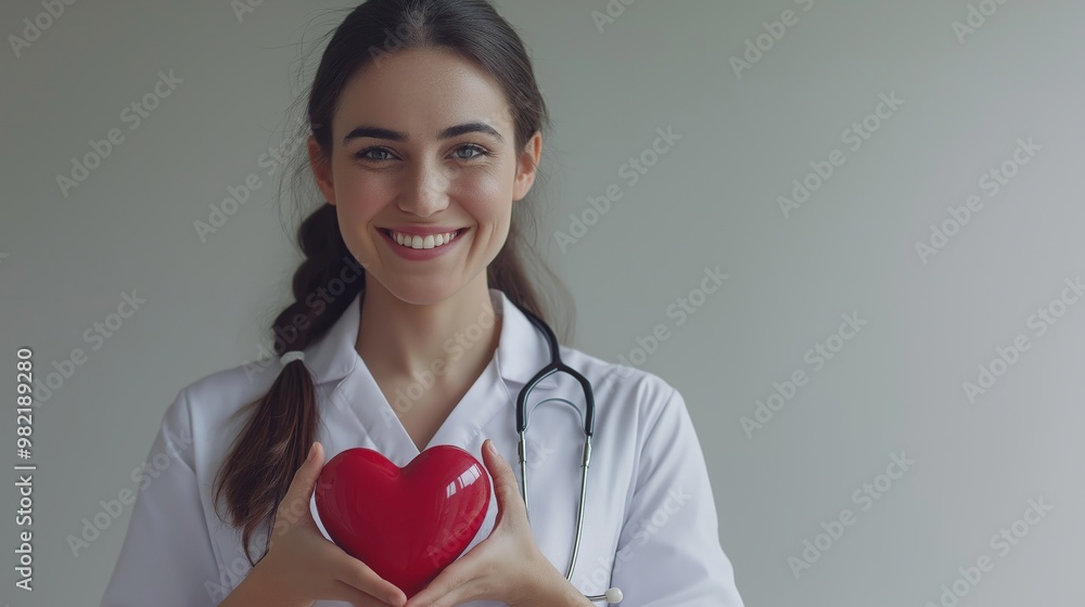 Happy woman, portrait and doctor with heart hands for healthcare Happy woman, portrait and doctor with heart hands for healthcare