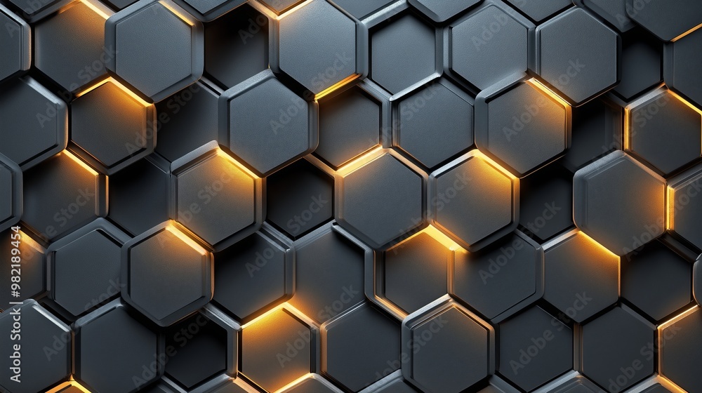 Hexagonal abstract metal background with light Hexagonal abstract metal background with light