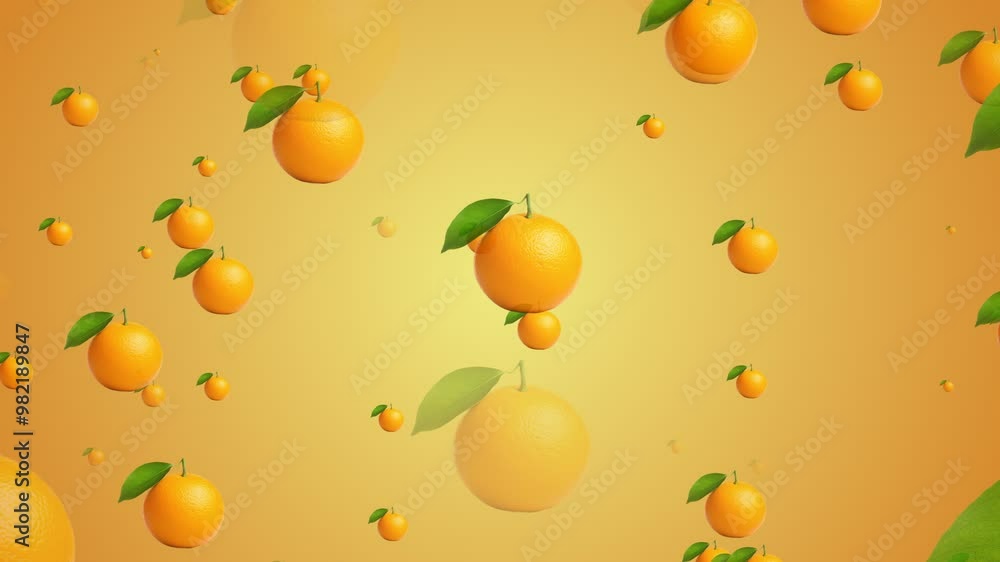 Lots of oranges floating out, motion graphics Lots of oranges floating out, motion graphics