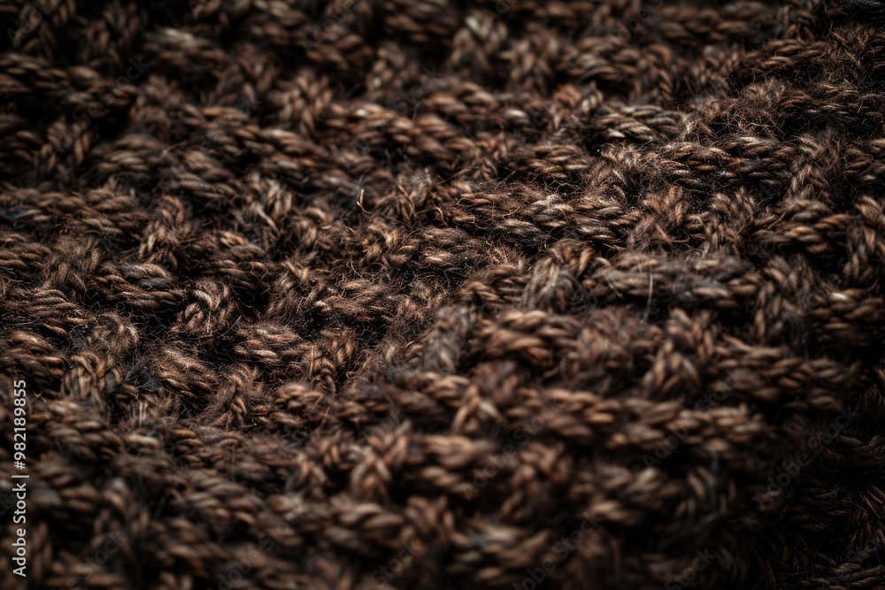 Close-up of brown knitted fabric. Perfect for craft projects or textile design. Close-up of brown knitted fabric. Perfect for craft projects or textile design.