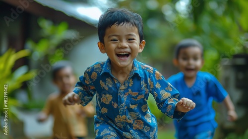 photography of indonesian children playing together photo