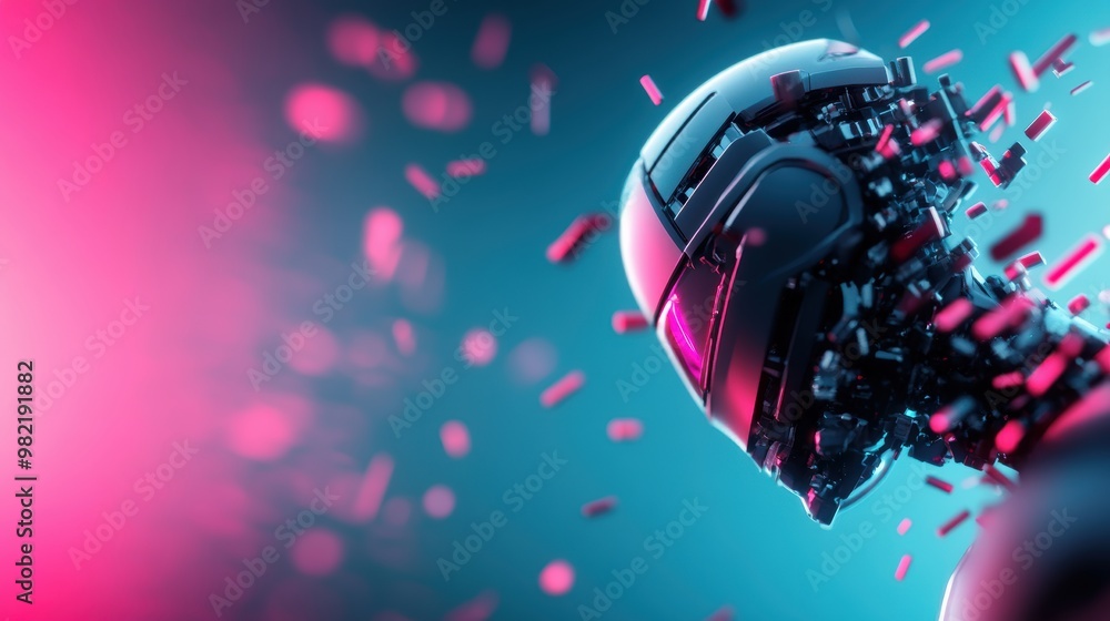 A vibrant and surreal depiction of a cybernetic being, showcasing the possibilities of merging humans and technology.