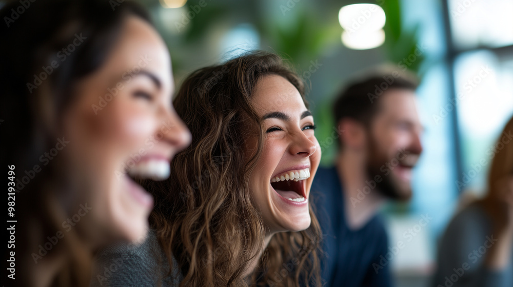 Group of coworkers enjoying a fun game together, cheering and laughing in a vibrant office space, casual and energetic atmosphere, copy space Group of coworkers enjoying a fun game together, cheering and laughing in a vibrant office space, casual and energetic atmosphere, copy space