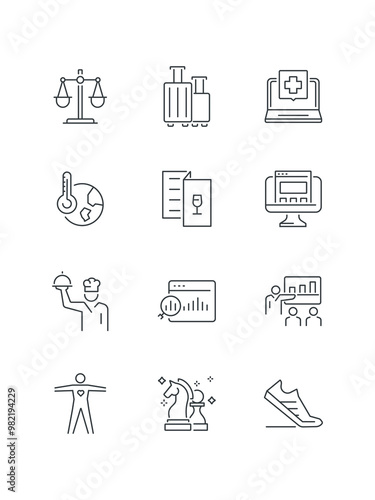 Planinig, Rentgen, Responsive, Scale, Set of icons for business