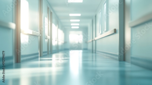 Empty Hospital Corridor with Sunlight