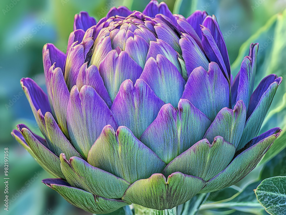 Super closeup shot of purple and green flower. Created with Ai Super closeup shot of purple and green flower. Created with Ai