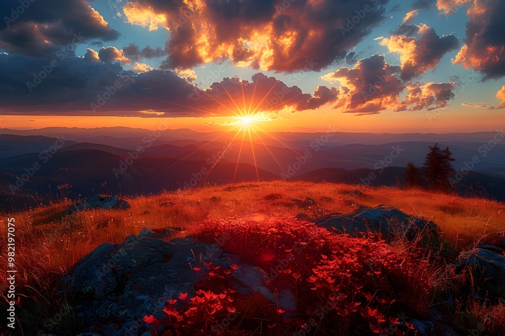 Fototapeta premium sunset in the mountains