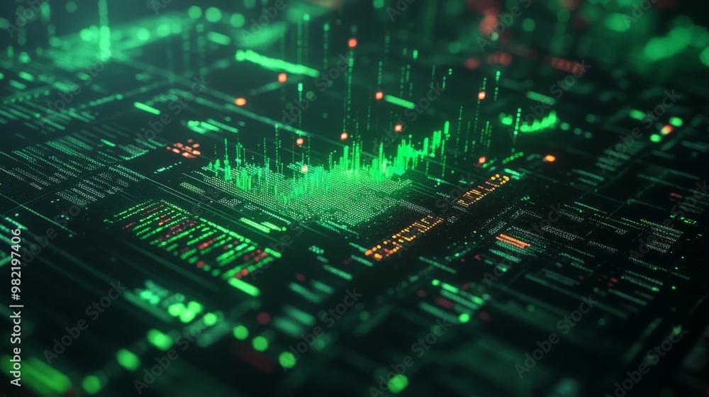 A futuristic digital interface with glowing green and red data streams. Cyberpunk aesthetic. . A futuristic digital interface with glowing green and red data streams. Cyberpunk aesthetic. .
