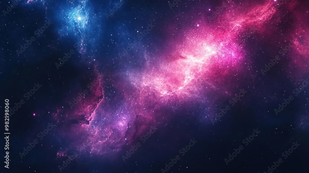 Fototapeta premium A cosmic background with a pink nebula and stars.