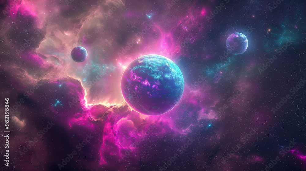Fototapeta premium Cosmic Explosion and Vibrant Nebula
