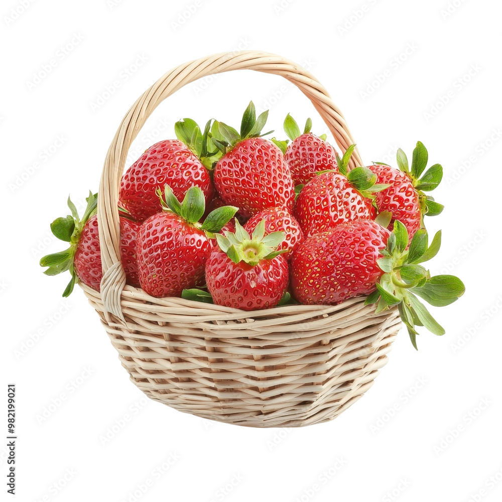 Basket of strawberries isolated on a white background. png Basket of strawberries isolated on a white background. png