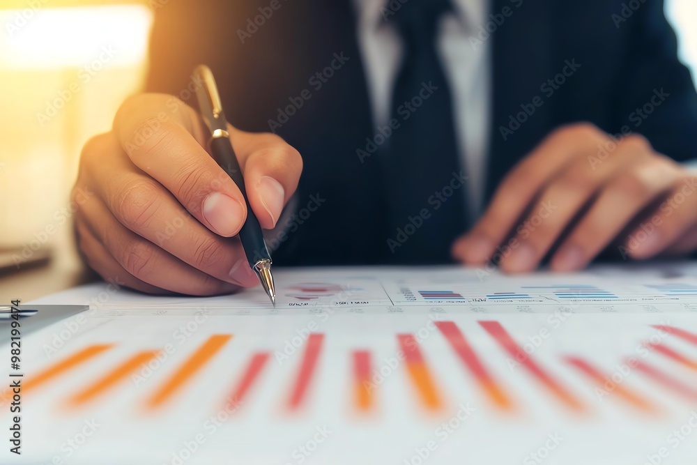 A professional analyzing charts and graphs while writing notes, emphasizing data-driven decision-making. A professional analyzing charts and graphs while writing notes, emphasizing data-driven decision-making.