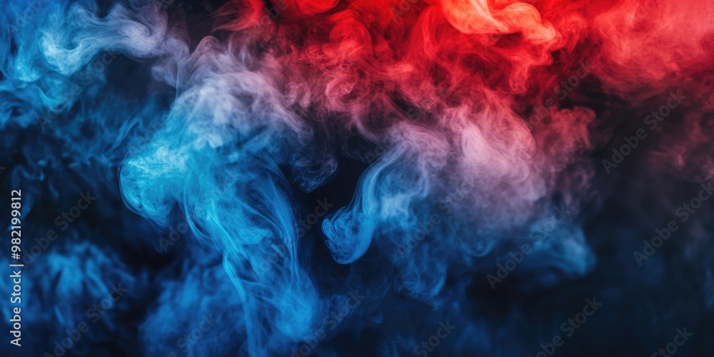 Obraz premium Red and Blue Smoke Close-Up