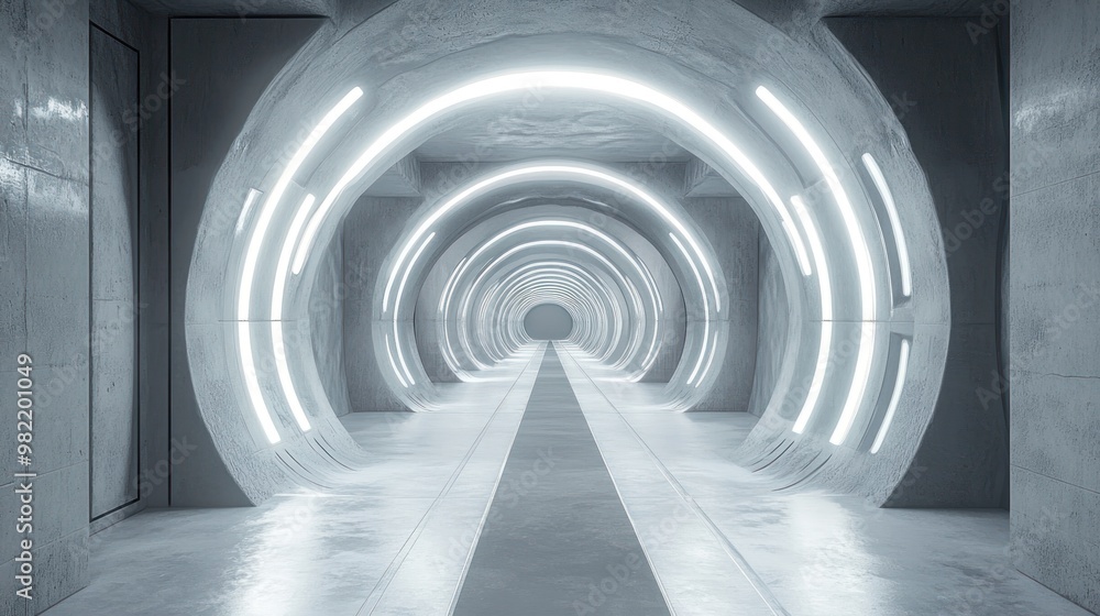 Obraz premium Futuristic Tunnel with Glowing Circles