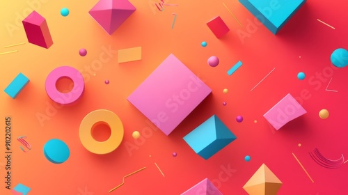 Vibrant Geometric Shapes on Colorful Background