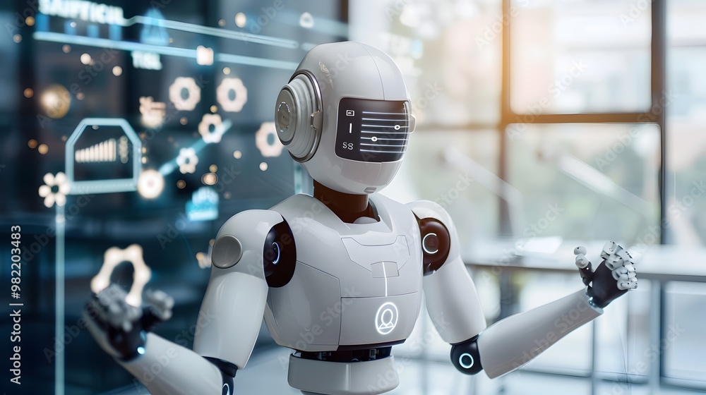Career Coach Robot Offering Resume Tips and Job Application Advice Career Coach Robot Offering Resume Tips and Job Application Advice