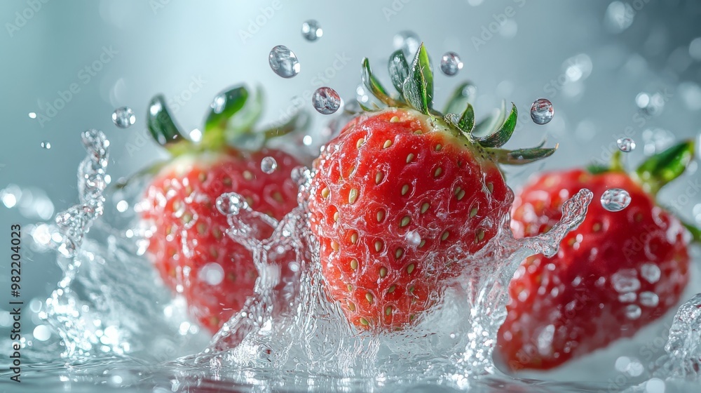 Fresh Strawberries Splashing in Water Fresh Strawberries Splashing in Water