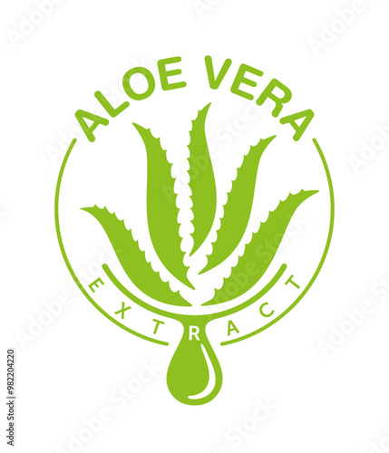 Aloe Vera decorative label in circle shape