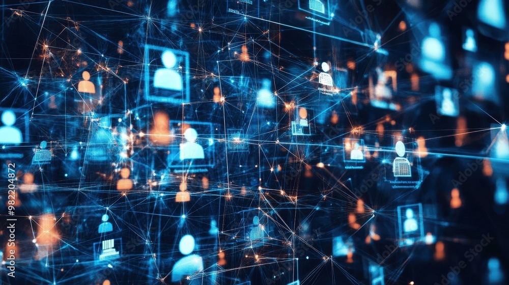 A dynamic shot of a virtual business networking event, where consultants and clients connect through digital platforms A dynamic shot of a virtual business networking event, where consultants and clients connect through digital platforms