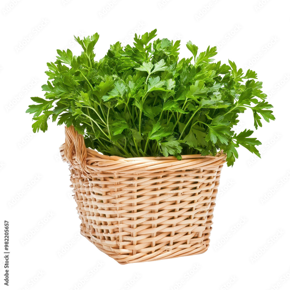 Basket of parsley, isolated on a white background. PNG Basket of parsley, isolated on a white background. PNG