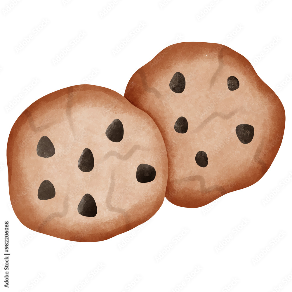 Fototapeta premium Watercolor Chocolate Chip Cookies.